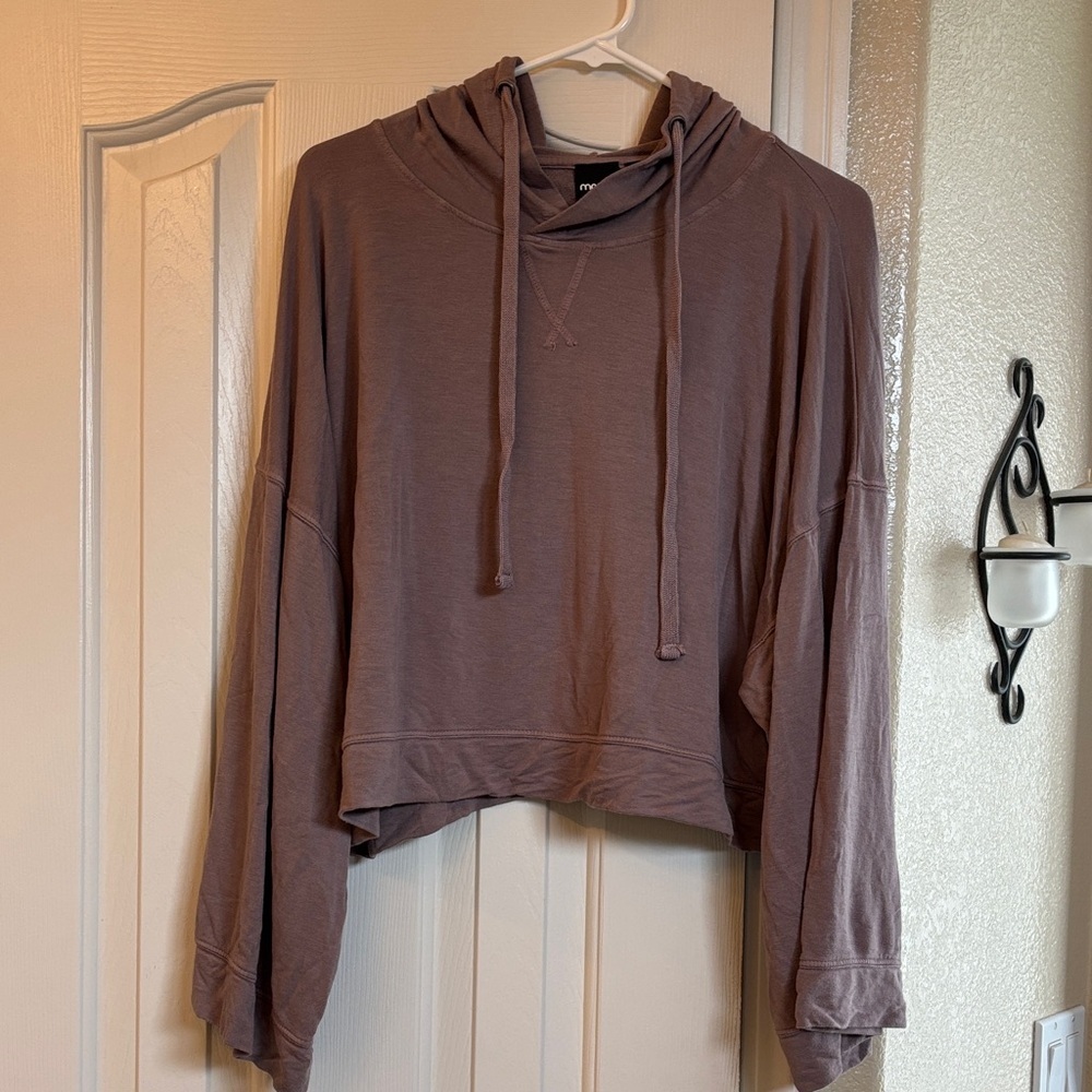 Mono B Hoodie in a almond or purple-brown color, made from a soft polyester